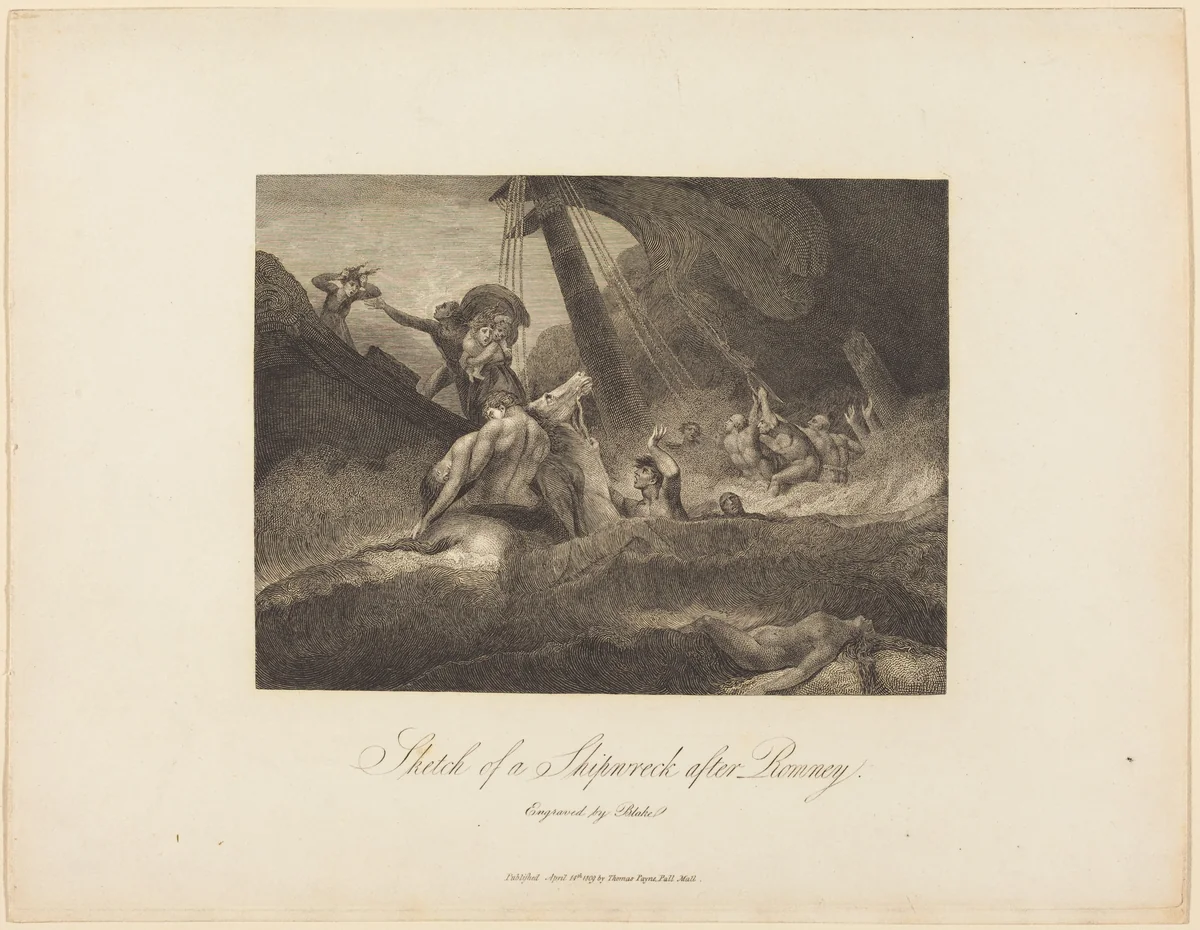 Sketch of a Shipwreck by William Blake
George Romney, print, 1809