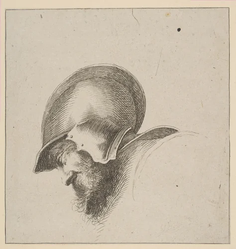 Plate 10: Head of a Soldier, from "Drawing Basics" (I principii del disegno) by Stefano della Bella, print, 1641-1660