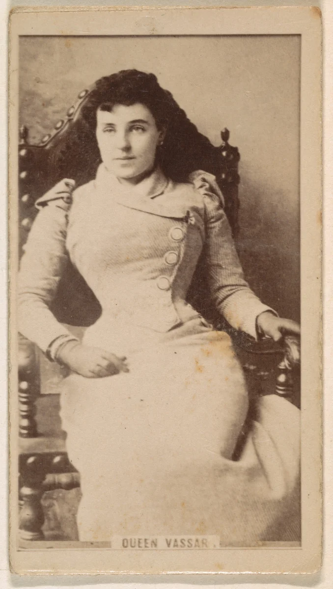 Queen Vassar, from the Actresses series (N245) issued by Kinney Brothers to promote Sweet Caporal Cigarettes by Kinney Brothers Tobacco Company, photograph, 1890