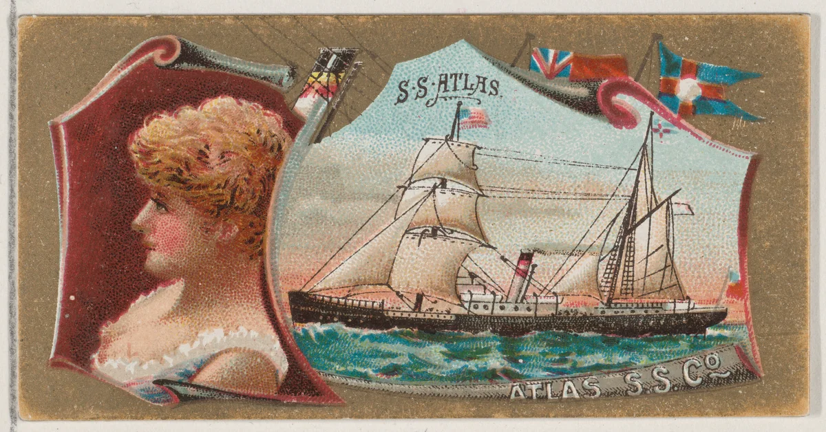 Steamship Atlas, Atlas Steamship Company, from the Ocean and River Steamers series (N83) for Duke brand cigarettes by W. Duke, Sons & Co., print, 1887