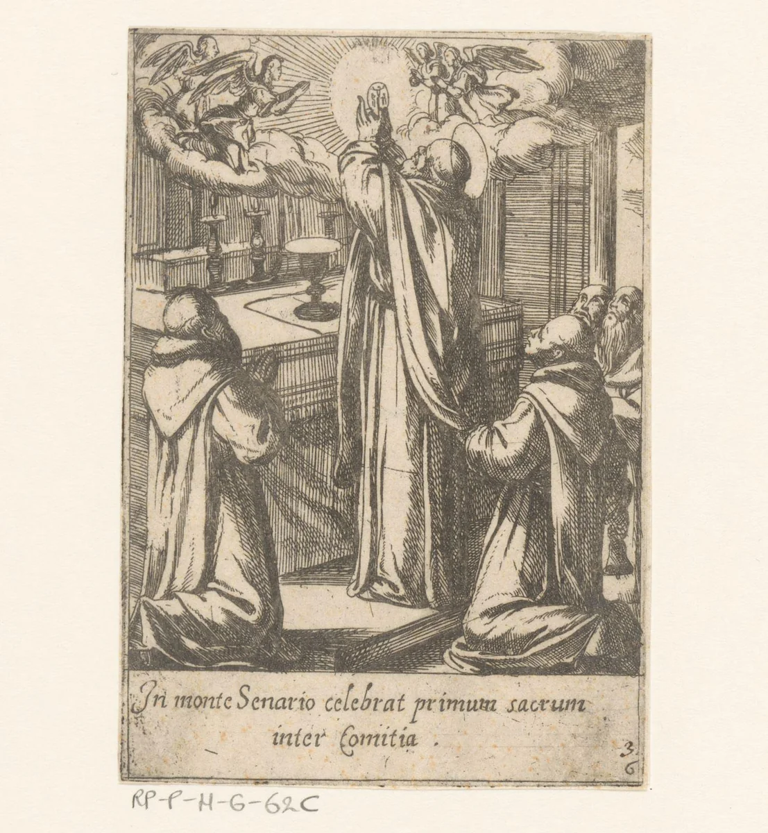 De heilige Philippus viert de mis te Monte Senario by Antonio Tempesta, print, 1591
