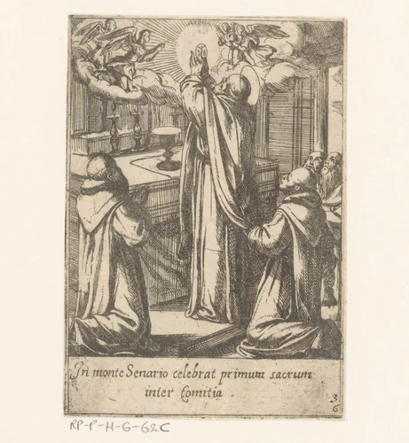 De heilige Philippus viert de mis te Monte Senario by Antonio Tempesta, print, 1591