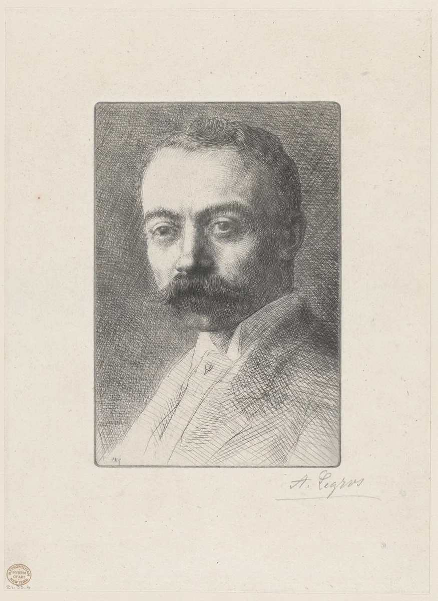 Portrait Head of Edward D. Adams by Alphonse Legros, print, 1892