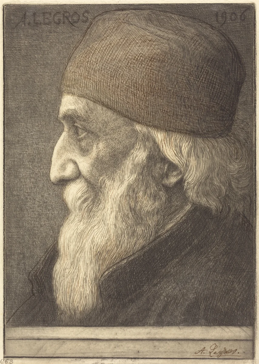 Self-Portrait, 13th plate by Alphonse Legros, print, 1906