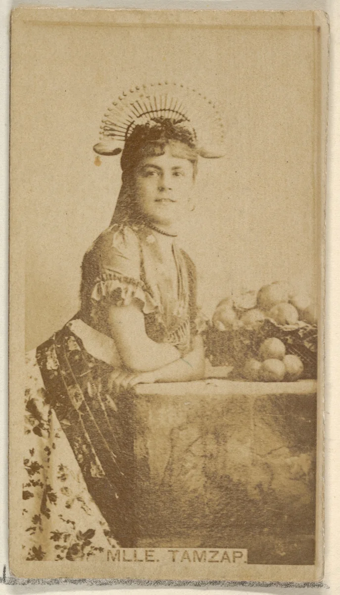 Mlle. Tamzap, from the Actors and Actresses series (N45, Type 8) for Virginia Brights Cigarettes by Allen & Ginter, photograph, 1885-1891