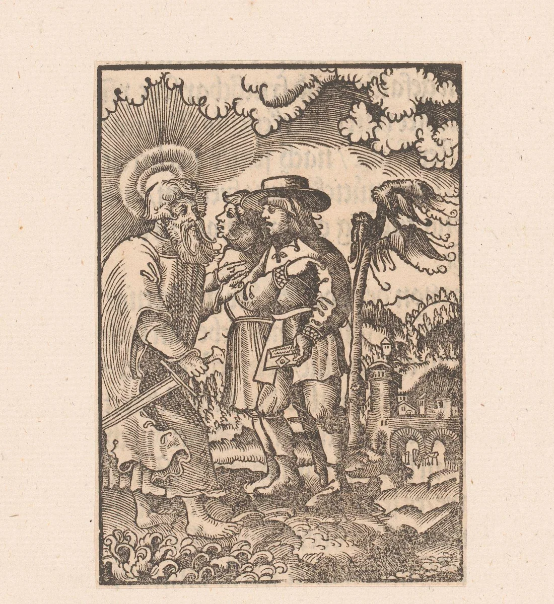 Apostel Paulus stuurt twee bodes met zijn brief aan de Korinthiërs op pad by anonymous, print, 1524-1550