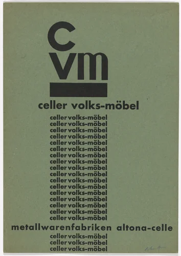 Advertisement for Celle People’s Furniture, Metalwares Factories (Celler Volks-Möbel, Metallwarenfabriken) by Kurt Schwitters, design, 1929