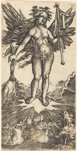 Winged Woman on a Star by Albrecht Altdorfer, print, 1515-1518