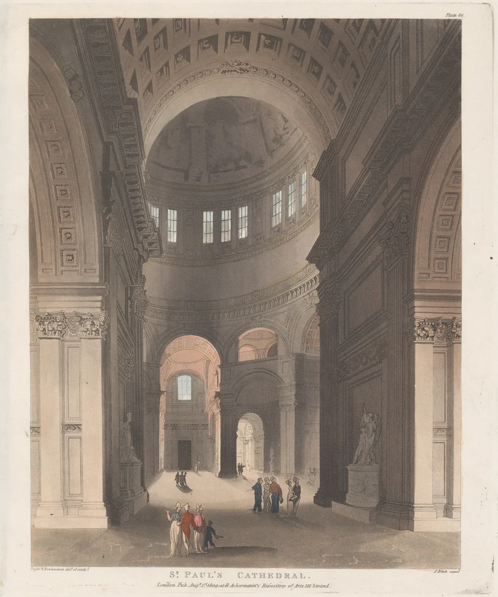St. Paul's Cathedral by Thomas Rowlandson, print, 1809