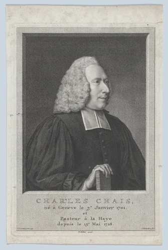 Portrait of Charles Chais by Jacob Houbraken, print, 1765
