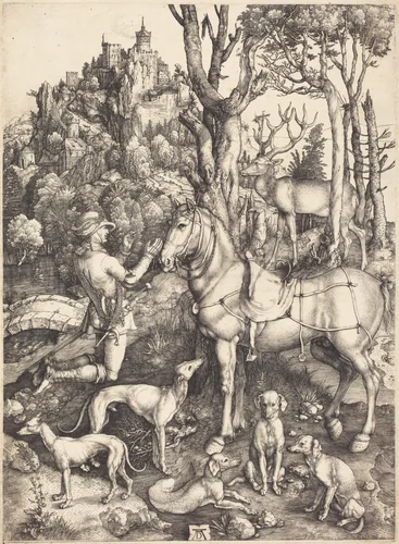 Saint Eustace by Albrecht Dürer, print, 1500-1501