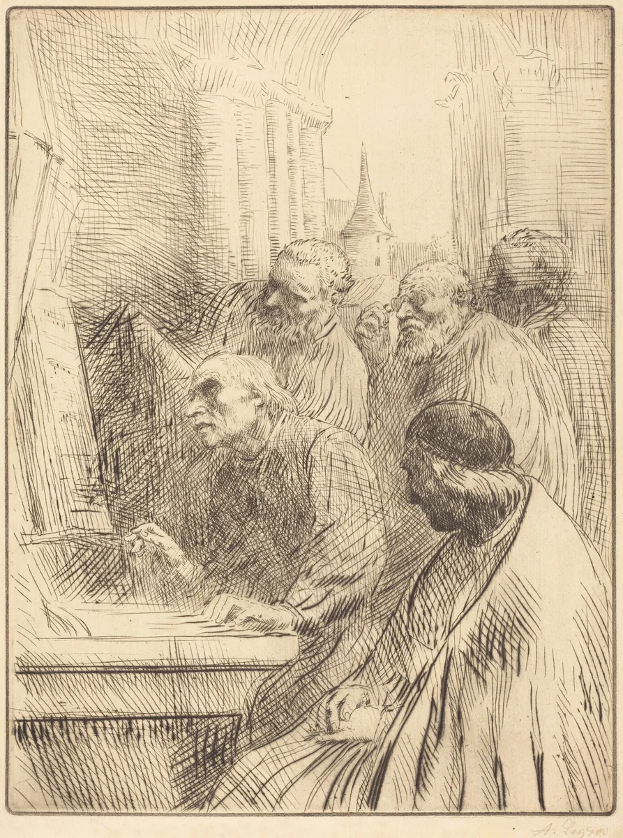 Monks at Church (Les moines a l'eglise) by Alphonse Legros, print, 1837-1911