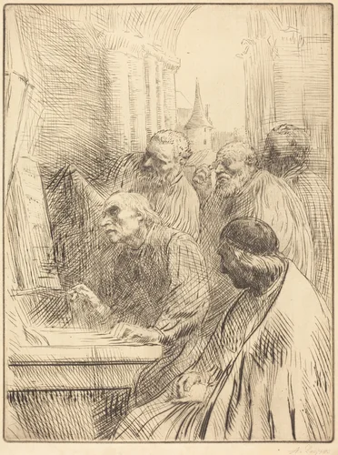 Monks at Church (Les moines a l'eglise) by Alphonse Legros, print, 1837-1911