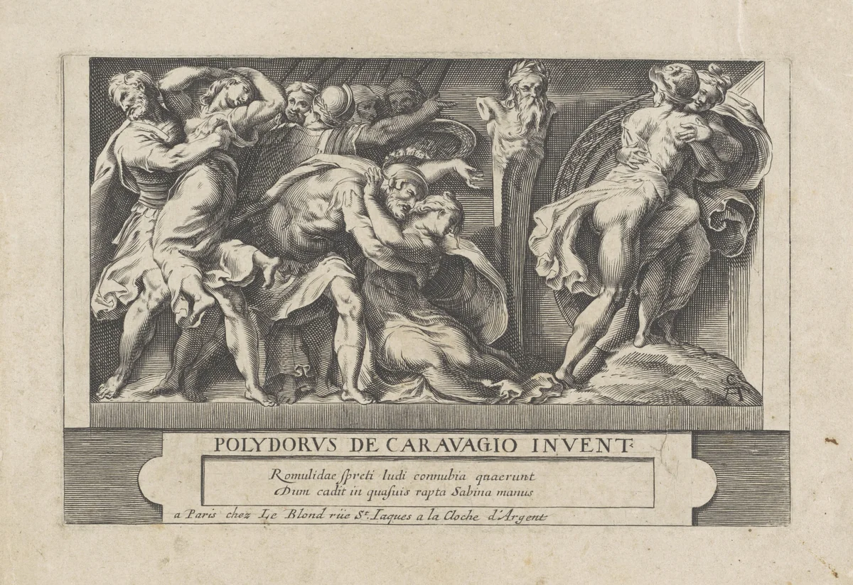 Sabijnse maagdenroof by Unknown, print, 1563-1615