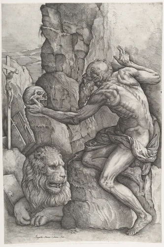 St. Jerome by Battista Franco, print, 1545-1565