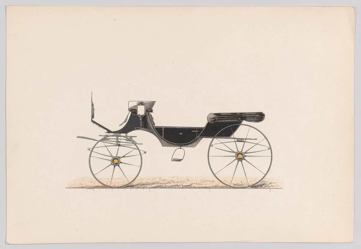 Design for Vis-A-Vis Cabriolet Carriage by anonymous, print, 1865-1875