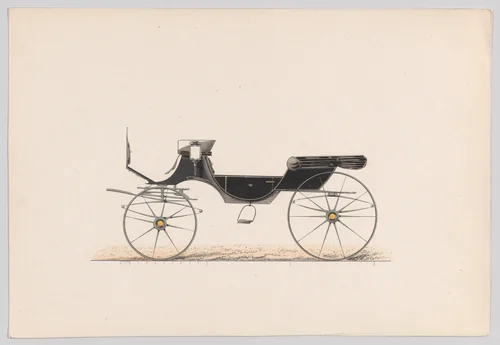 Design for Vis-A-Vis Cabriolet Carriage by anonymous, print, 1865-1875