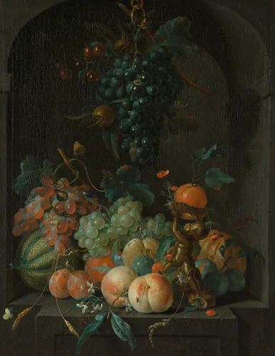 Still Life with Fruit by Coenraet Roepel, painting, 1721