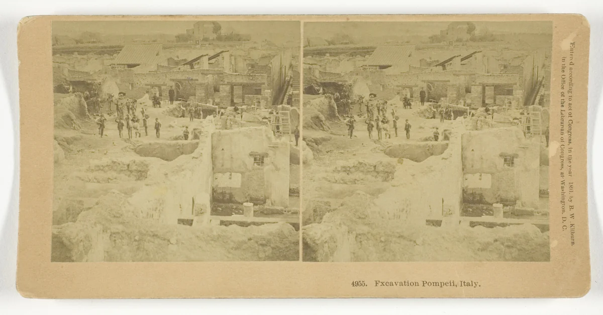 Excavation Pompeii, Italy by B. W. Kilburn, photograph, 1891
