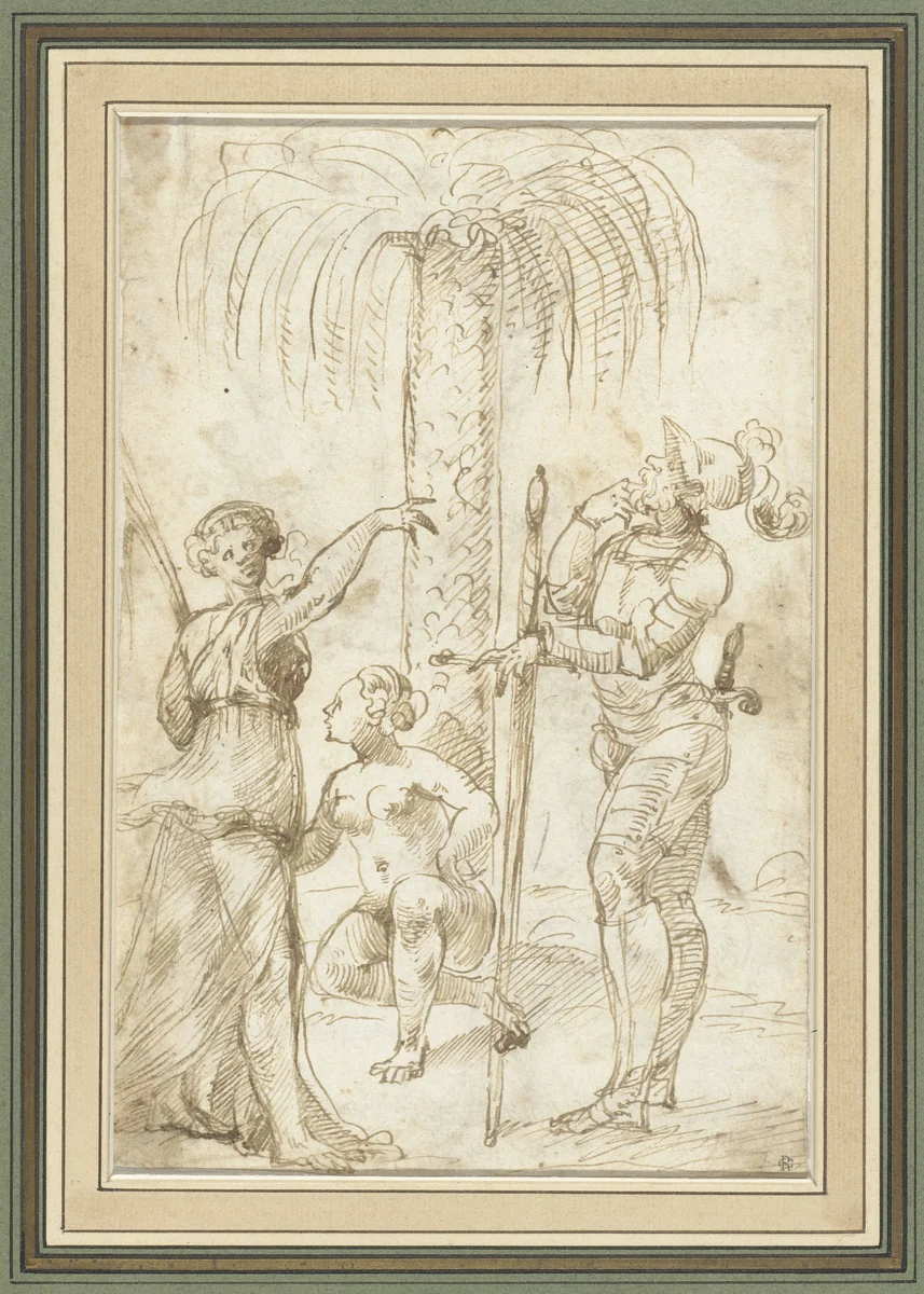 Allegorie op de Krijgsroem by anonymous, drawing, 1520-1549