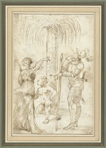 Allegorie op de Krijgsroem by anonymous, drawing, 1520-1549