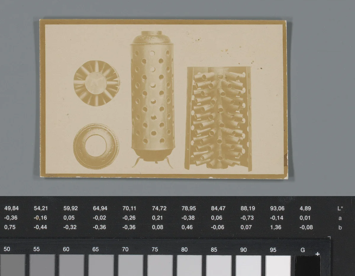 Reclame voor radiatoren van Rochester Radiator Co. met gezicht op onderdelen van een radiator by anonymous, photograph, 1850-1915