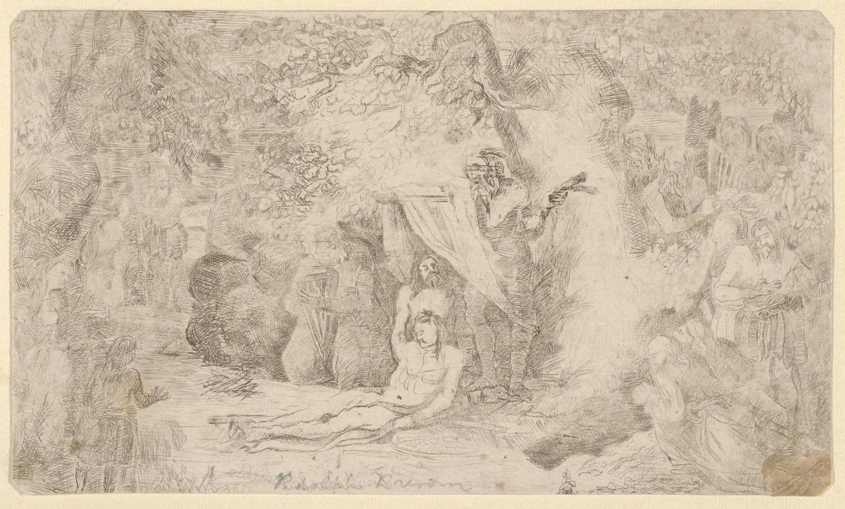La Mort d'Uncas (The Death of Uncas) by Rodolphe Bresdin, print, 1839