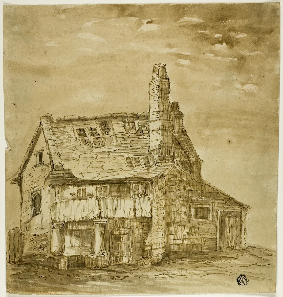 Old Farmhouse by Unknown Artist, drawing, 1700-1799