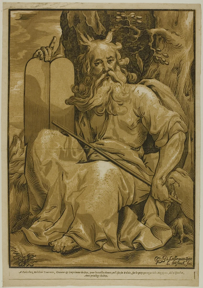 Moses with the Tables of the Law by Ludolph Büsinck, print, 1605-1648