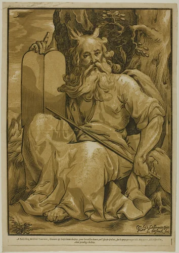 Moses with the Tables of the Law by Ludolph Büsinck, print, 1605-1648