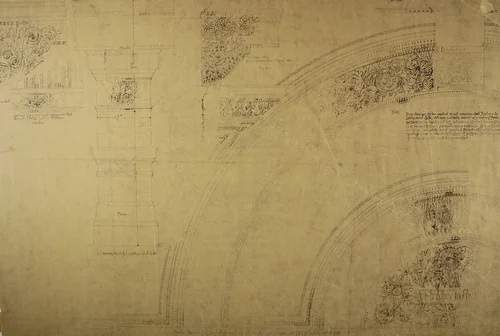 Auditorium Building, Chicago, Illinois, Lobby Details by Adler and Sullivan, drawing, 1886-1889
