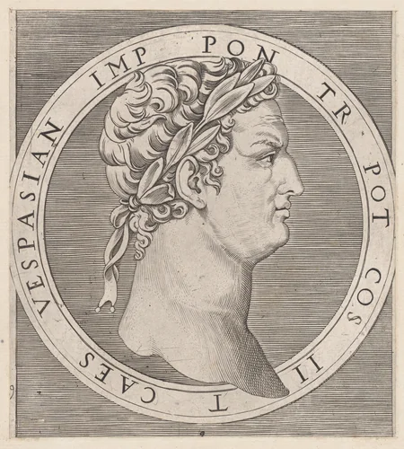 Vespasian, from The Twelve Caesars, from "Speculum Romanae Magnificentiae" by Marcantonio Raimondi, print, 1495-1539