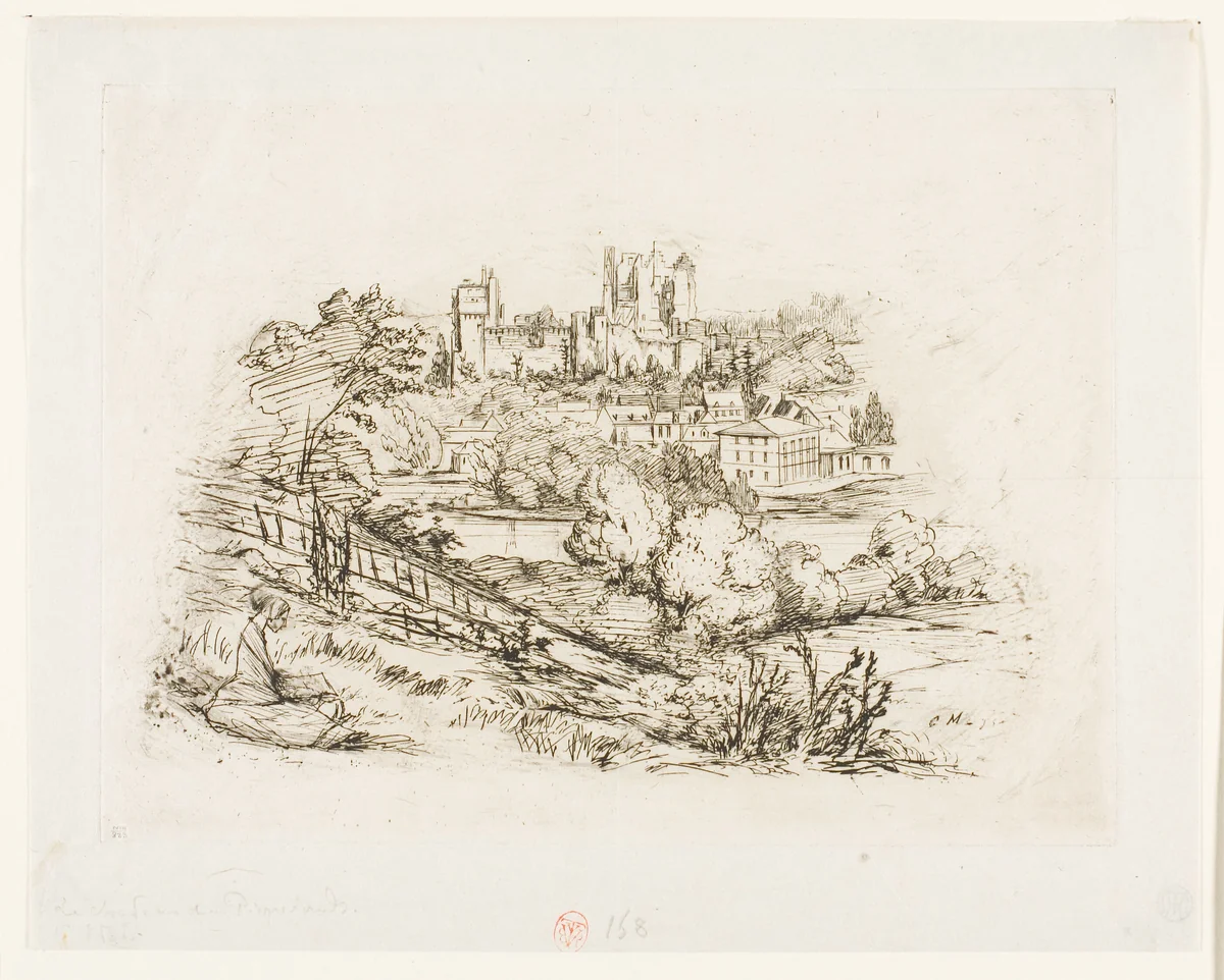 Ruins of the Château de Pierrefonds by Charles Meryon, print, 1858