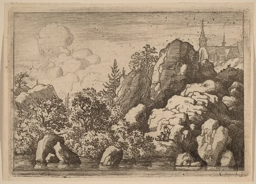 Church on a Hill by Allart van Everdingen, print, 1645-1656