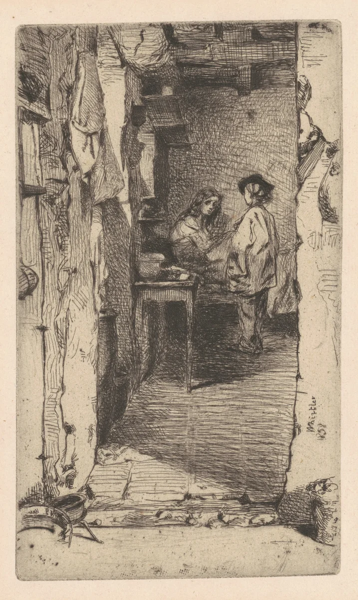 Rag Pickers, Quartier Mouffetard, Paris by James McNeill Whistler, print, 1858
