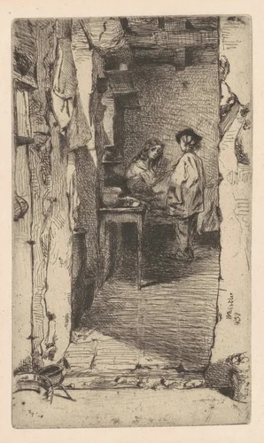 Rag Pickers, Quartier Mouffetard, Paris by James McNeill Whistler, print, 1858