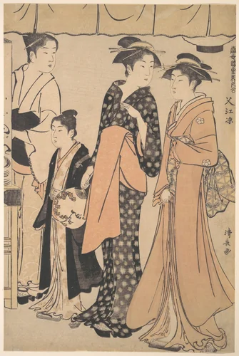 Cooling Off at Nakazu by Torii Kiyonaga (鳥居清長), print, 1782