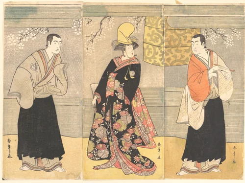 Drama of Hikeyahike Kanhiki Dojoji by Katsukawa Shunshô (勝川春章), print, 1780