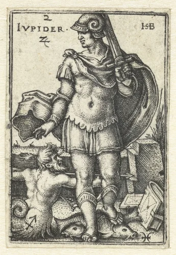 Jupiter met sterrenbeelden Boogschutter en Vissen by Unknown, print, 1539