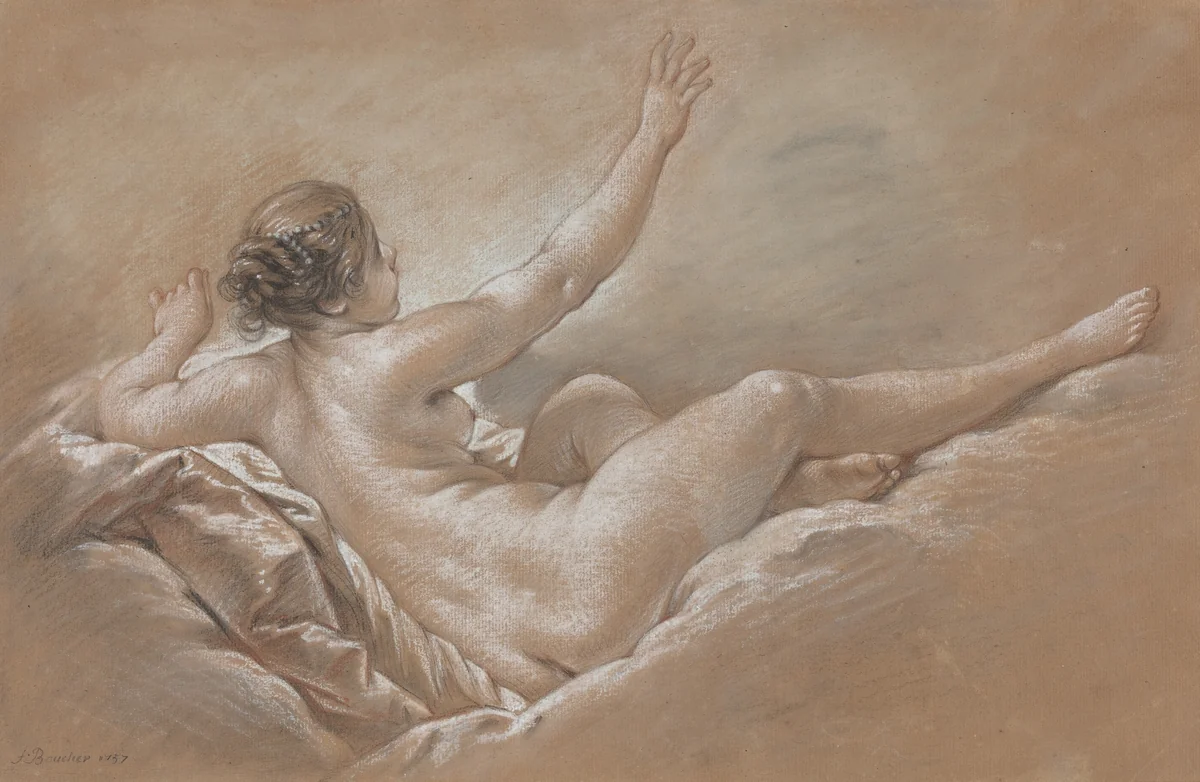 Danae Receiving the Golden Shower by François Boucher, drawing, 1757