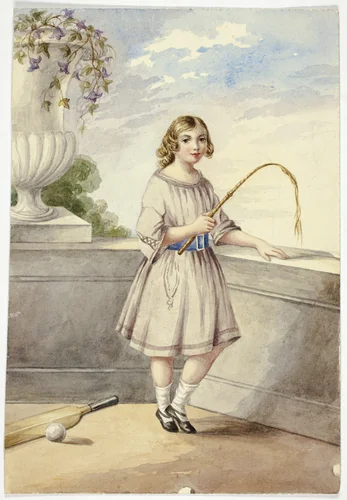 Young Girl with Crop and Cricket Bat by Elizabeth Murray, painting, 1835-1882