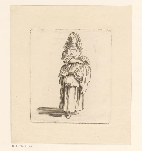Staande vrouw by Pieter de Mare, print, 1768-1796