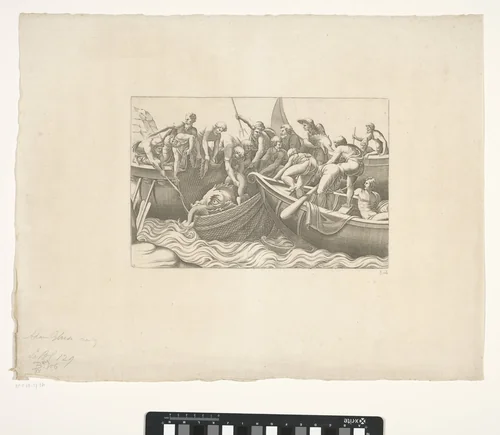 Vissers vangen een zeemonster by Unknown, print, 1540-1585