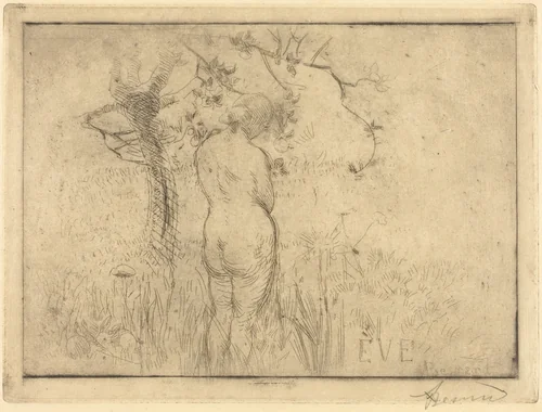 Eve before the Apple Tree (Eve de dos devant le pommier) by Albert Besnard, print, 1892