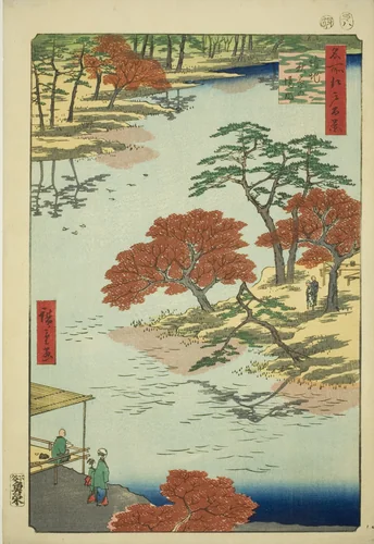 Precints of the Akiba Shrine, Ukeji (Ukeji Akiba no keidai), from the series "One Hundred Famous Views of Edo (Meisho Edo hyakkei)" by Utagawa Hiroshige (歌川広重), print, 1857