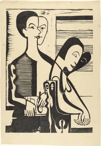 Self-Portrait with Erna (Selbstbildnis mit Erna) by Ernst Ludwig Kirchner, print, 1933