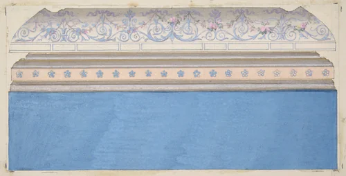 Design for the decoration of a ceiling cove and moulding by Jules-Edmond-Charles Lachaise, drawing, 1830-1897