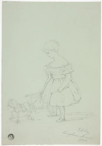 Girl with Toy Horse at Langham House by Elizabeth Murray, drawing, 1838