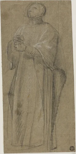 Study for Priest Bearing Crozier by Eustache Le Sueur, drawing, 1637-1655