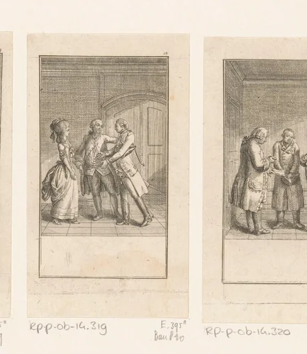 Confrontatie tussen Reinhard, Karl en Wilhelmine by Daniel Nikolaus Chodowiecki, print, 1781